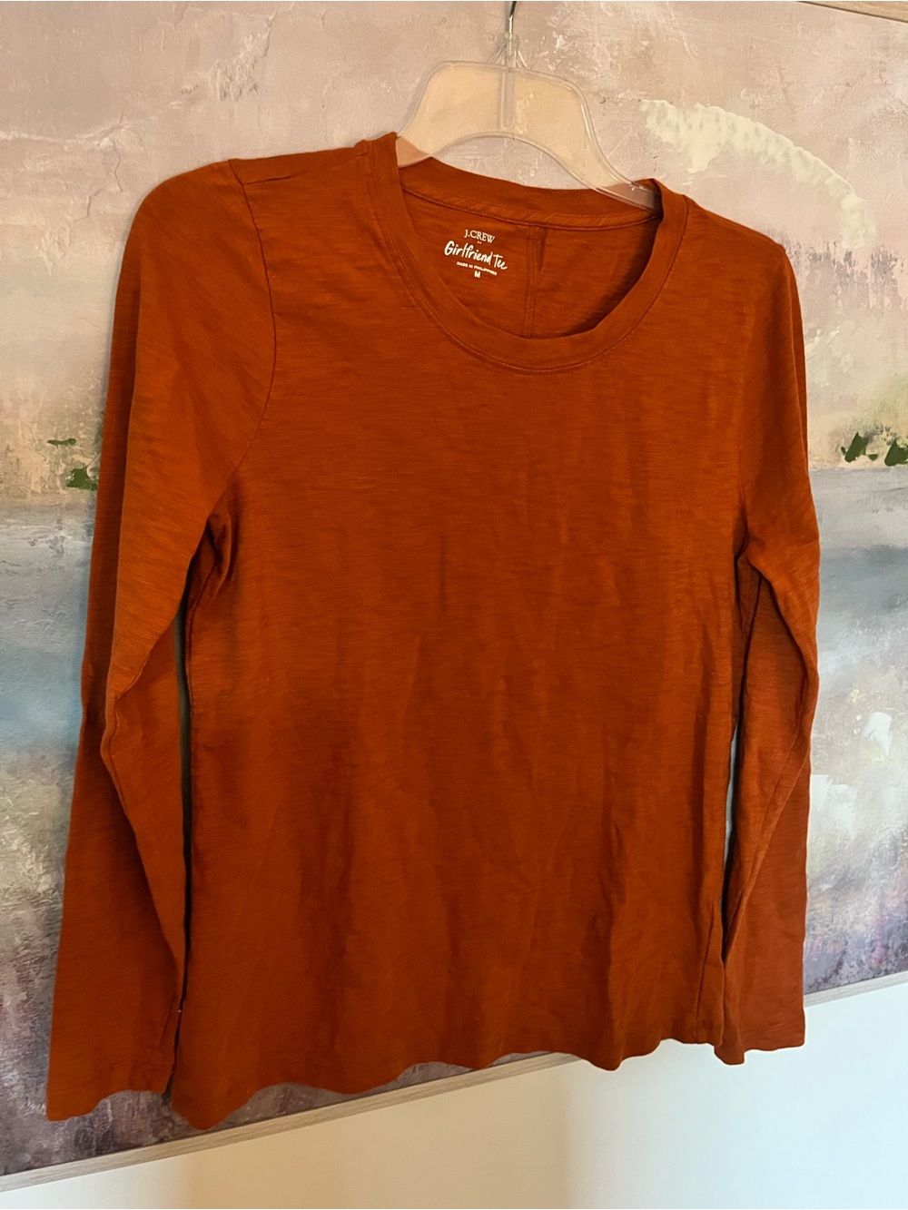 J. Crew Girlfriend Long-Sleeve Tee in Burnt Orange